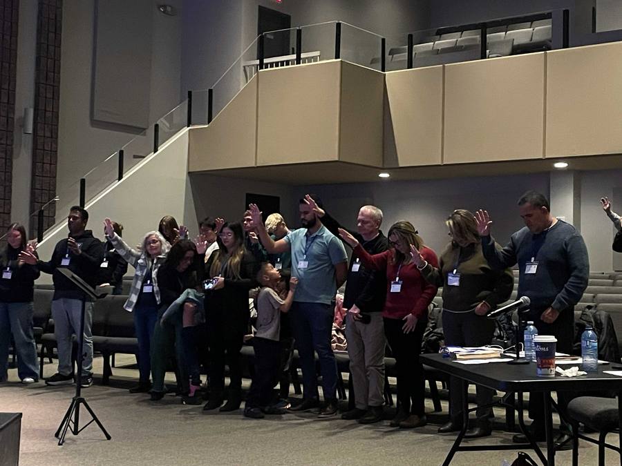 Hands raised in worship